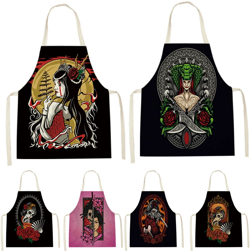 

Японский Женский маслостойкий кухонный фартук, салфетка для макияжа, магазин ногтей, Аксессуары для выпечки, барбекю, ресторана, бара, магаз...