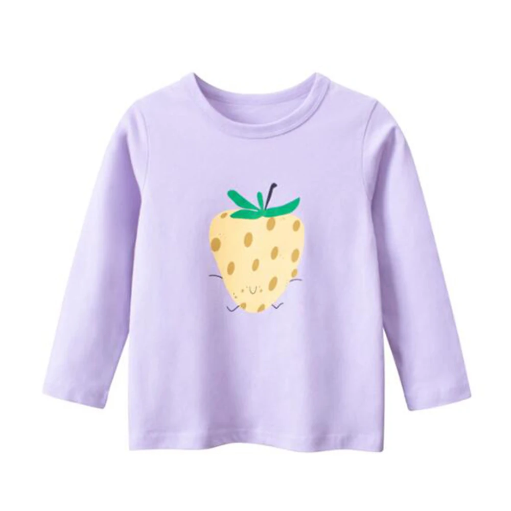 

Girls Shirts Long Sleeve Cotton Fruit Print Spring Autumn Children Clothing Princess Birthday Kids Tops Tees