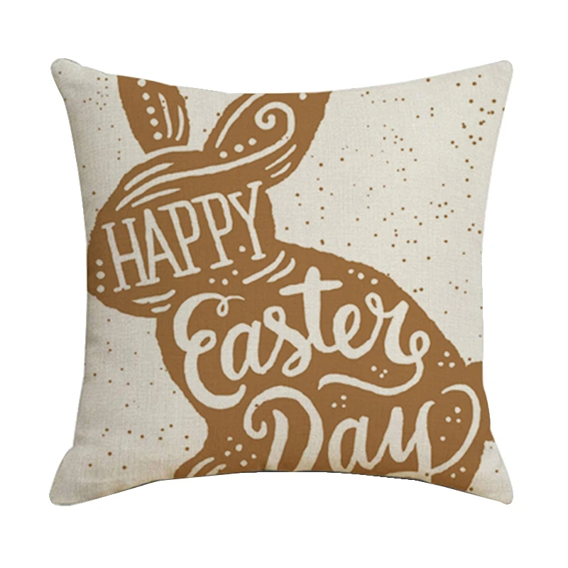 

Happy Easter Bunny Cushion Cover Linen Pillowcase Decoration Living Room Sofa For Car Easter Cushion Case 45X45cm