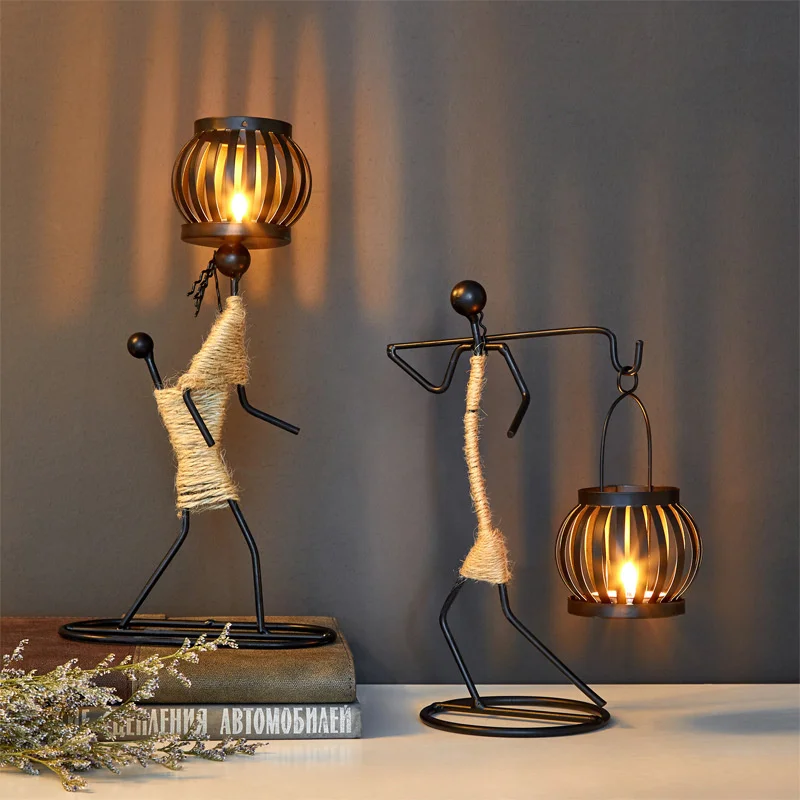 

Европейский личный креативный подсвечник, кованые железные веревочные свечи для украшения ресторана, стола, домашние украшения
