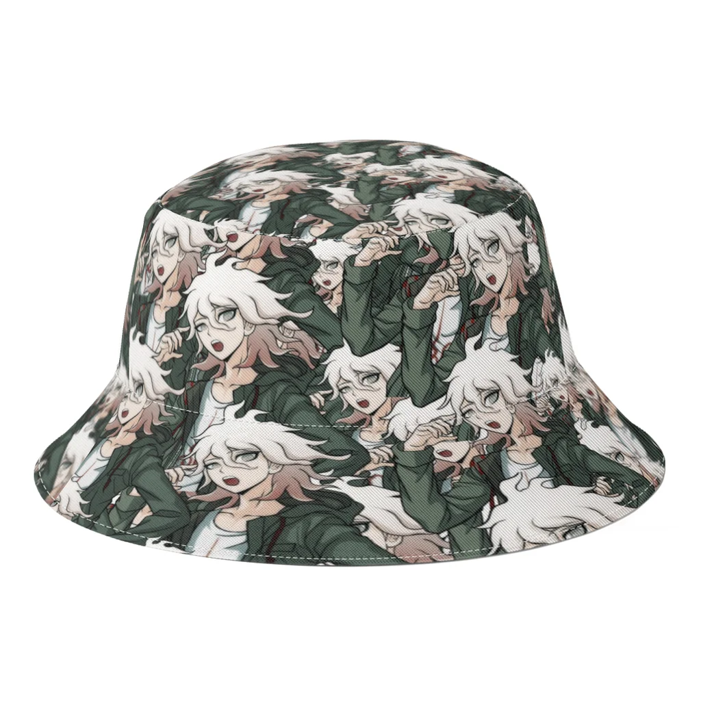 

New Summer Nagito Komaeda Voice Hope Bucket Hats for Women Men Danganronpa Anime Beach Foldable Bob Fishing Hat Fedoras Cap