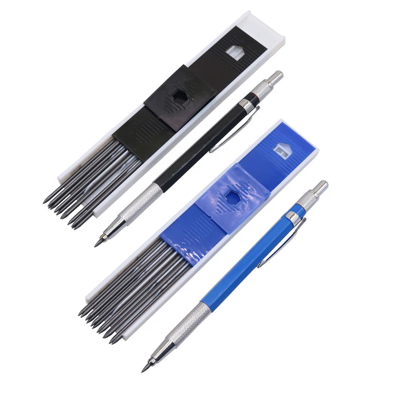 

Металлические механические карандаши 2,0 мм 2B, свинцовый держатель, набор карандашей для чертежей и рисования с 12 шт. для письма, школьные под...
