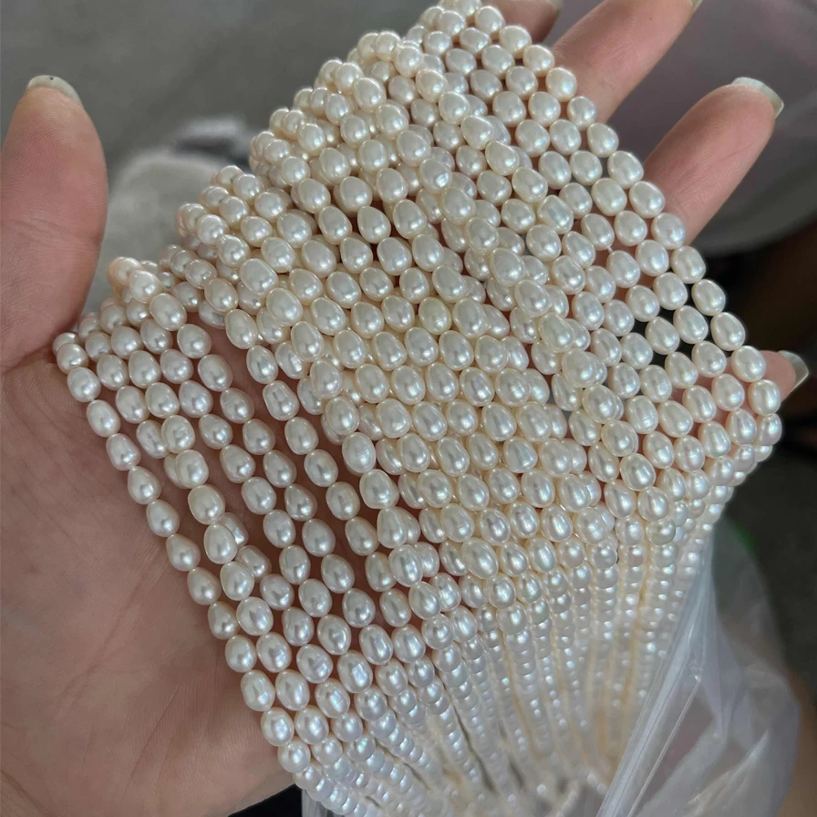 High Quality 3A Rice Shape Natural Fresh Water White Pearl Luxury Jewelry DIY Necklace Bracelet Earrings Loose Spacing Beads