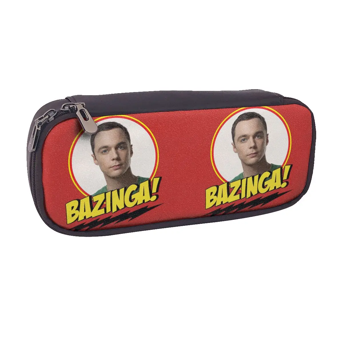 Фото Кожаный пенал Bazinga The Big Bang Theory для студентов, школьный пенал, сумка для карандашей, канцелярские принадлежности №5