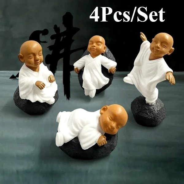 

Furniture Resin Craft Figurine Garden Decoration 4Pcs Chinese Buddhist Monks Miniature Bonsai Garden