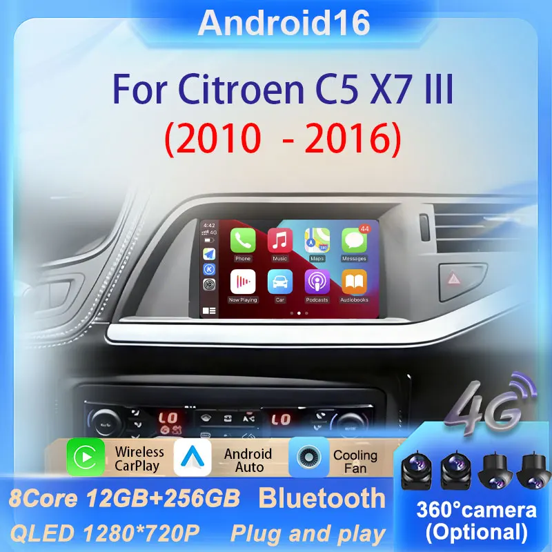 Фото Беспроводной CarPlay для Citroen C5 X7 III 2010-2016 Автомобильный радиоприемник Видео Аудио Мультимедийный плеер DSP Стерео Разделенный экран GPS Navi WiFi №1