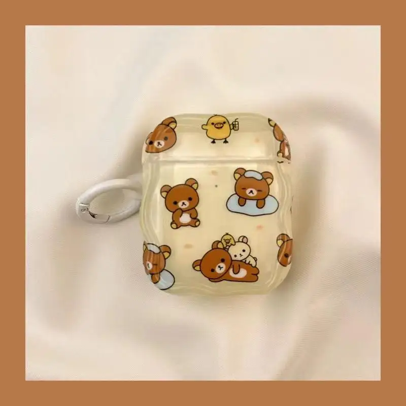 Kawaii Cute Rilakkuma Bluetooth защитный чехол для наушников Airpodspro3/airpods1/2/3 с подвеской