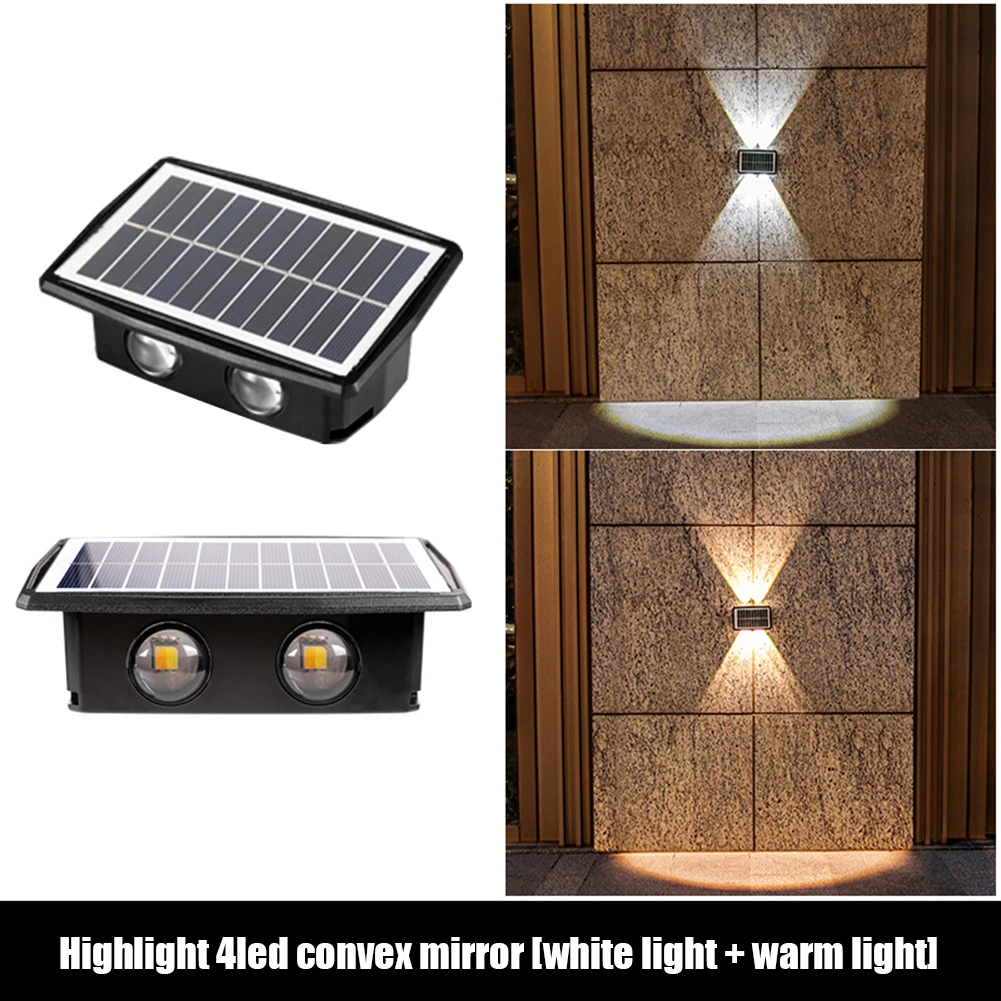 

Double Head Outdoor Wall Lights Heat Resistant 4 LED Solar House Wall Lamp Rechargeable Waterproof Multifunctional for Garden