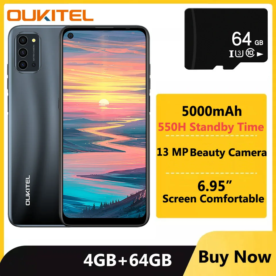 

OUKITEL смартфон на андроид K9 Pro мобильные телефоны 6.95'' сотовый телефон HD+ 4GB+64GB Android 13MP задняя камера 5000mAh мобильный телефон отпечаток пальца вос...