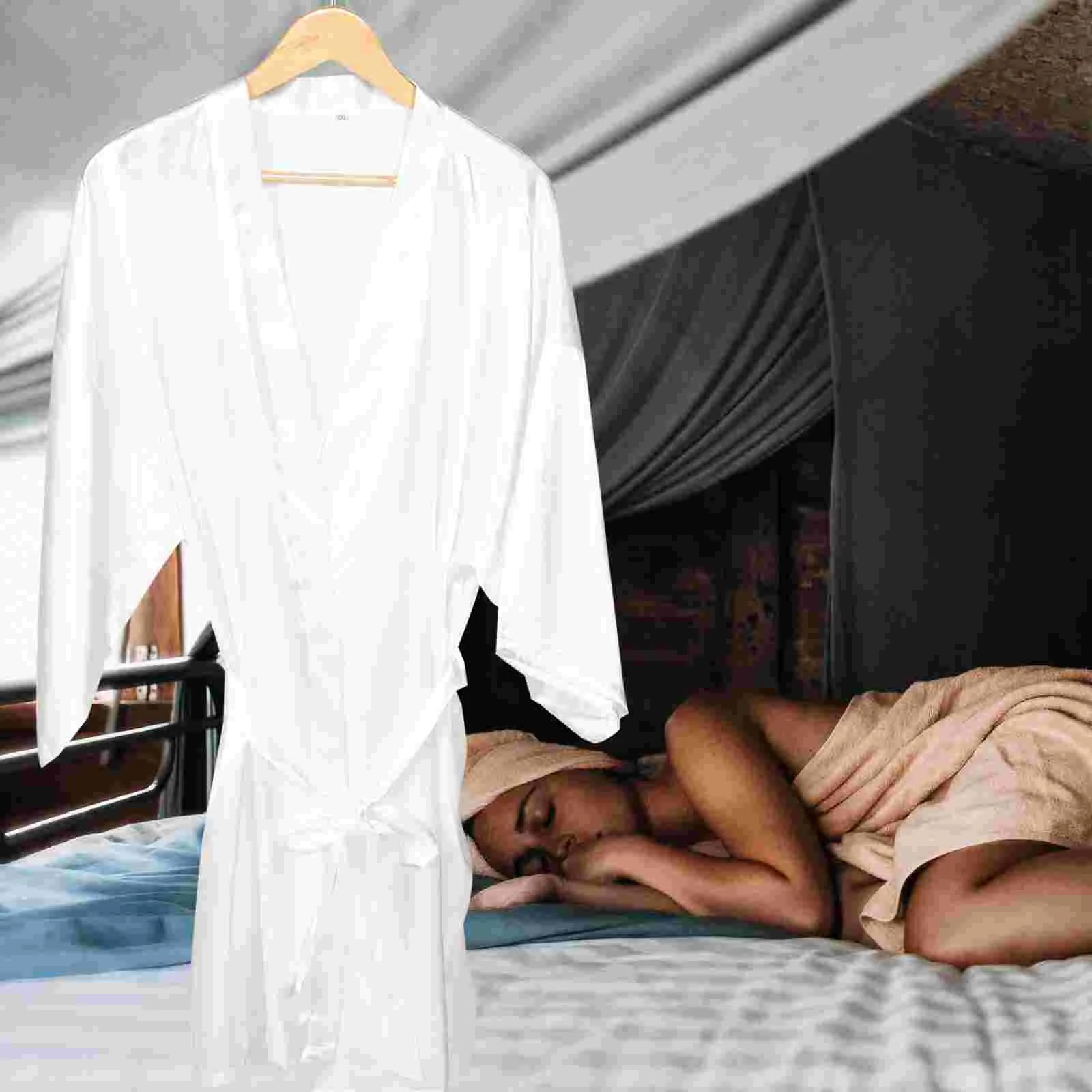 Cardigan Women Trendy Silk Robe Short Bridal Glossy 142x94cm Wedding Bride White Robes