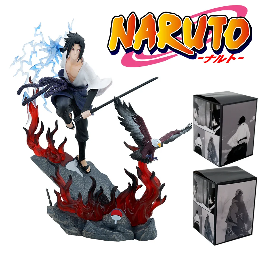 

Naruto Shippuden Anime Uchiha Sasuke Action Figure Lightning Knife 34cm Pvc Gk Statue Collection Fight Model Gifts Toys