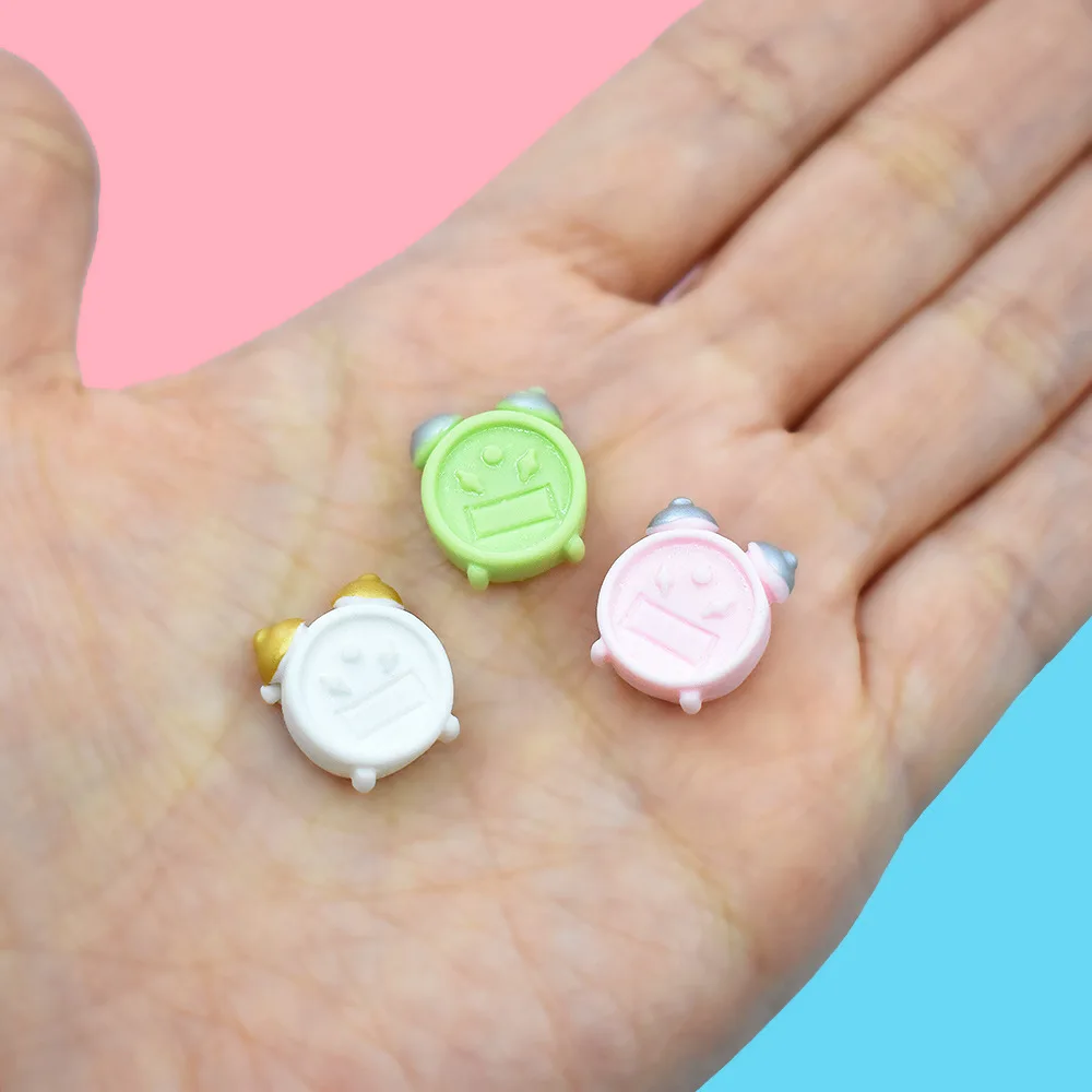 

Кавайный Будильник 20 шт./лот, кабошон из смолы с плоским основанием для ювелирных изделий, миниатюрные фигурки, игровой домик для кукольного...