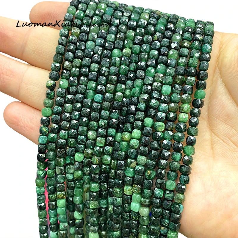 4-5 мм натуральный камень граненый квадрат AA зеленый изумруд свободные кубические
