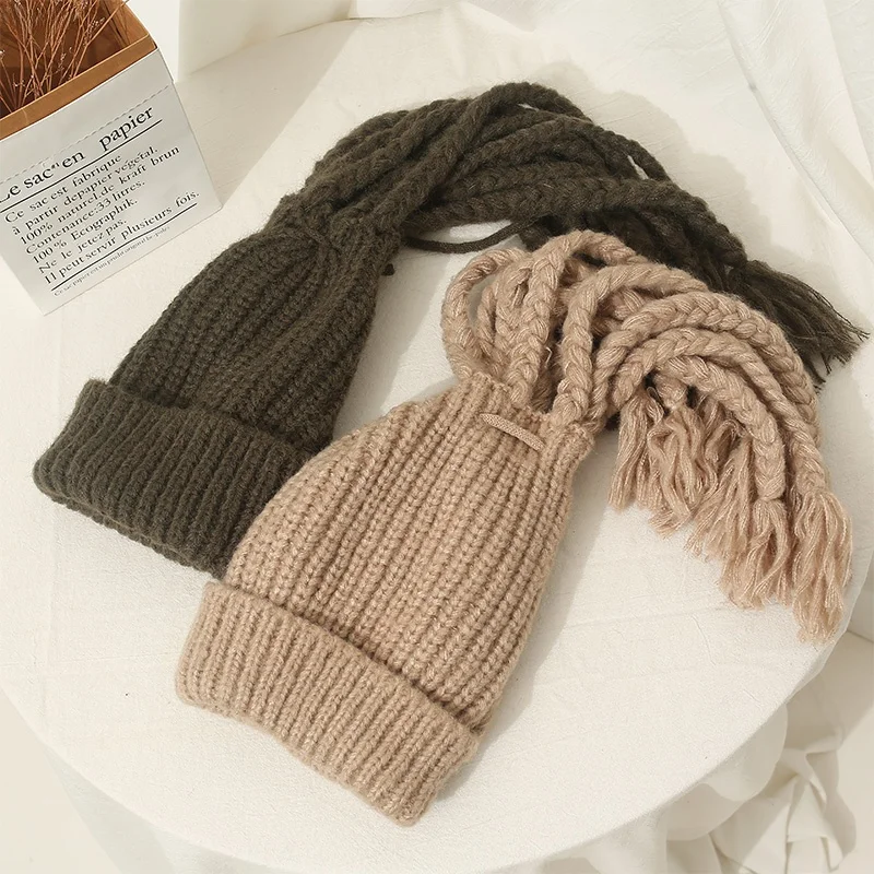 Personali вязаная шапка с дредами и кисточками женская шерстяная закрученной косой