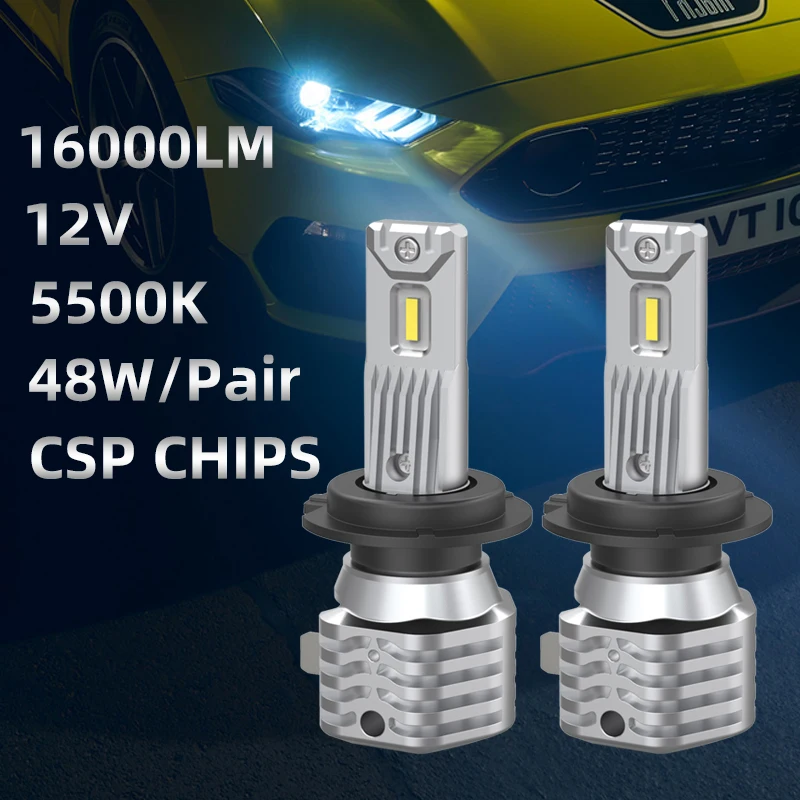 

LKA 2PCS MINI H7 9005 9006 Car LED Headlight Bulb 24W 6000K H1 H4 H11 Auto Headlmp Turbo Fog Lights With CSP LED Chips