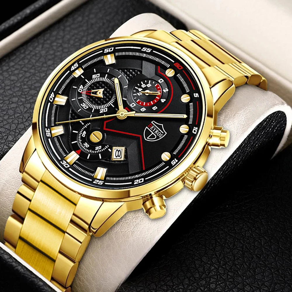 

Mode Herren Sport Uhren Luxus Männlichen Edelstahl Analog Luminous Quarz-armbanduhr Männer Business Casual Kalender Uhr