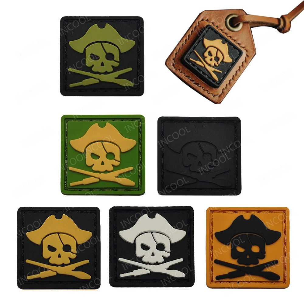 3D ПВХ Патчи С пиратским черепом пистолетом квадратные водонепроницаемые