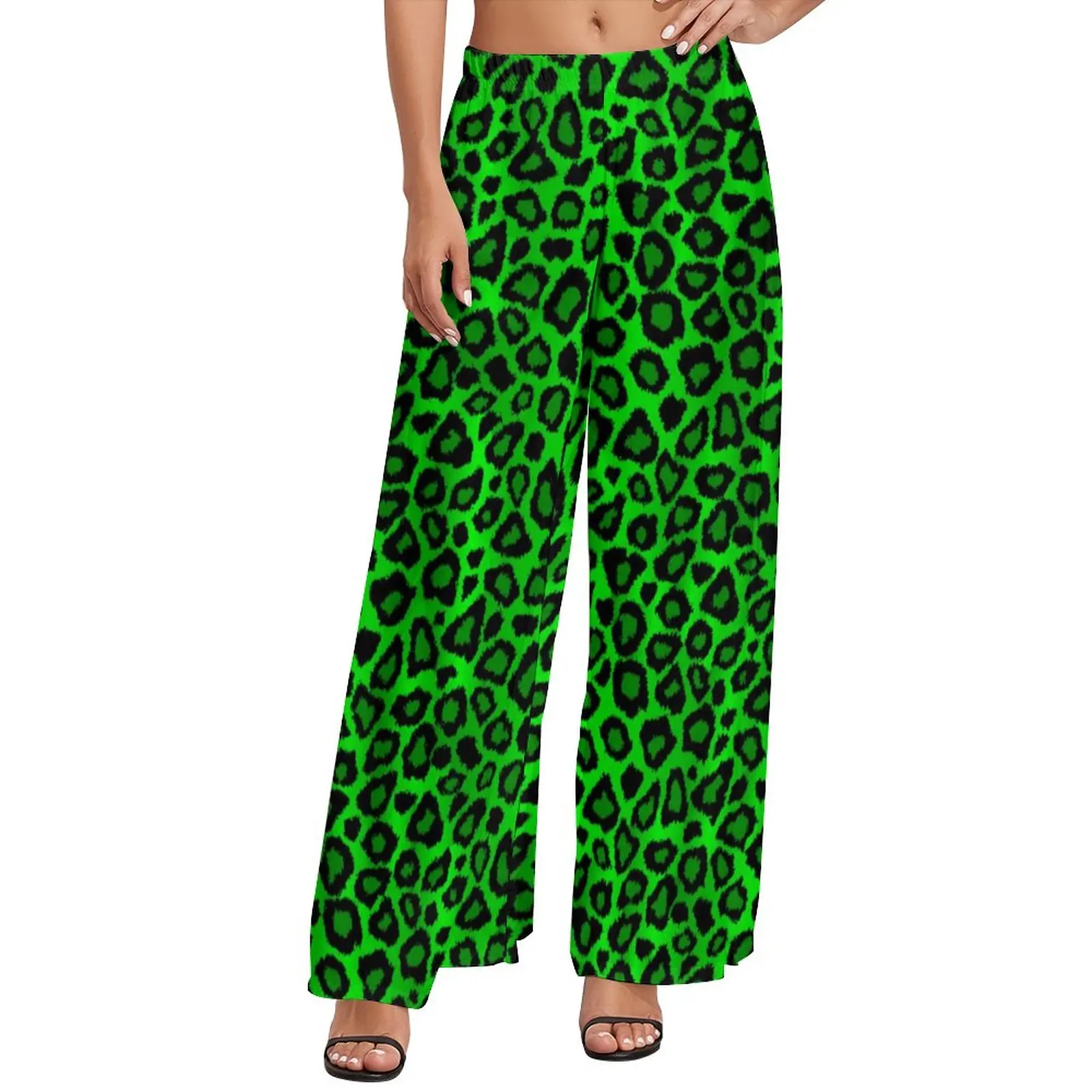 

Green Leopard Pants Green Leopard Streetwear Straight Wide Pants High Waist Casual Trousers Big Size 5XL 6XL