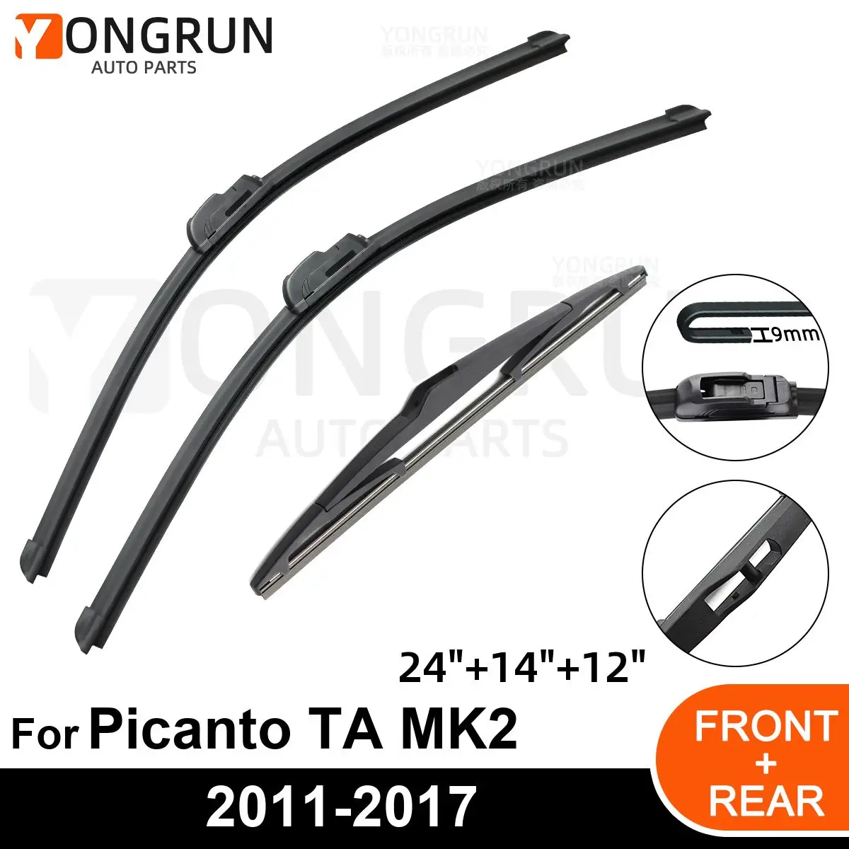 

Car Windshield Windscreen Front Rear Wiper Blade Rubber Accessories For KIA Picanto TA MK2 Hatchback 24" 14" 12" 2011 - 2017