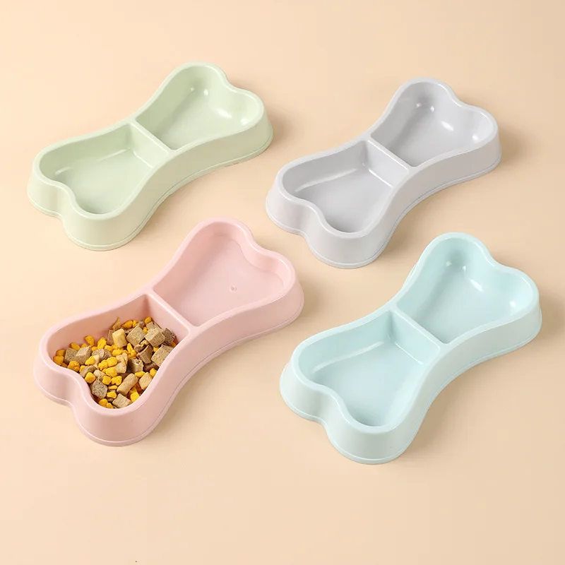 

Pet Bowl Macaron Color Double Bowl Plastic Kitten and Dog Food Drinking Tray Feeding Cat Feeding Pet Supplies