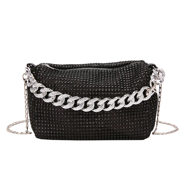 Crossbody Luxury Bags For Women 2023 Fashion Top Quality Long Silver Chain Shoulder Bags BlingBling Handbags Shoulder Bag Purse