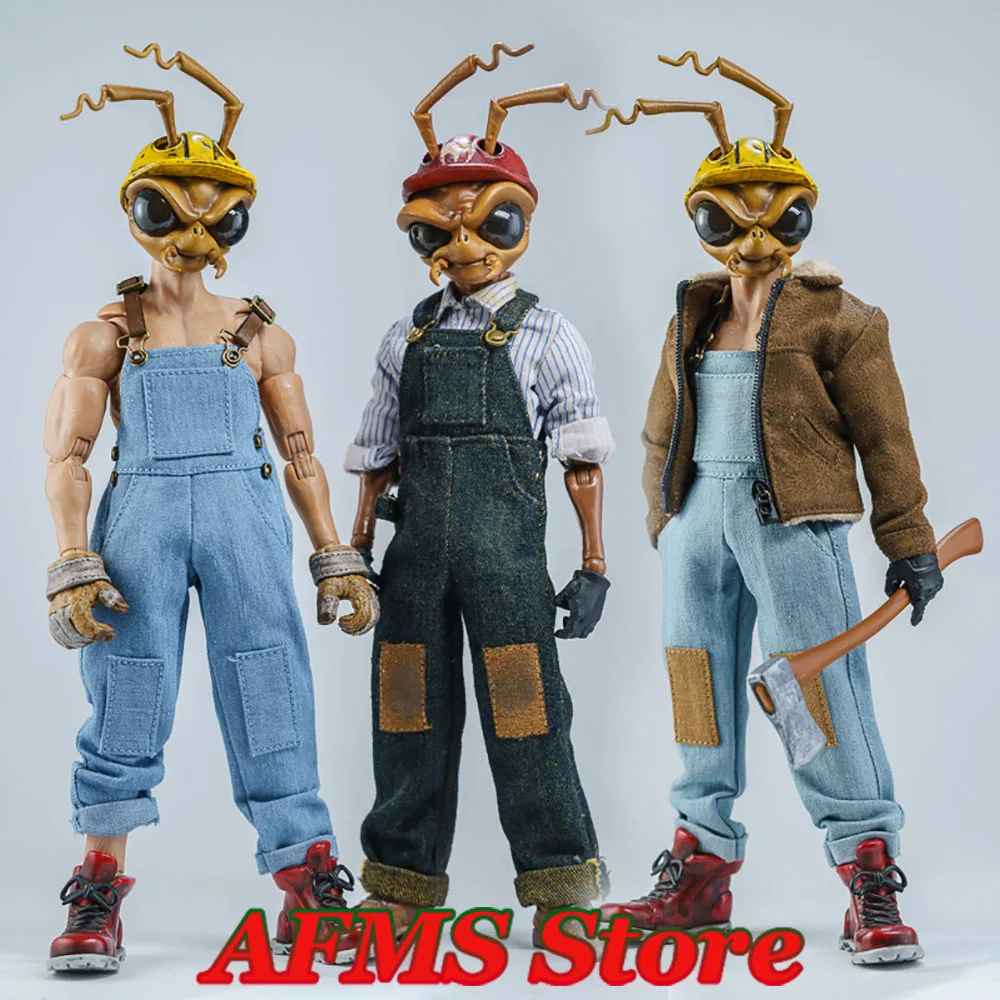 

1/12 Male Soldier Overalls Fashion Multi-pocket Denim Bib Jumpsuit Trousers Fits 6'' ML ANT NWGW Mezco Action Figure Body