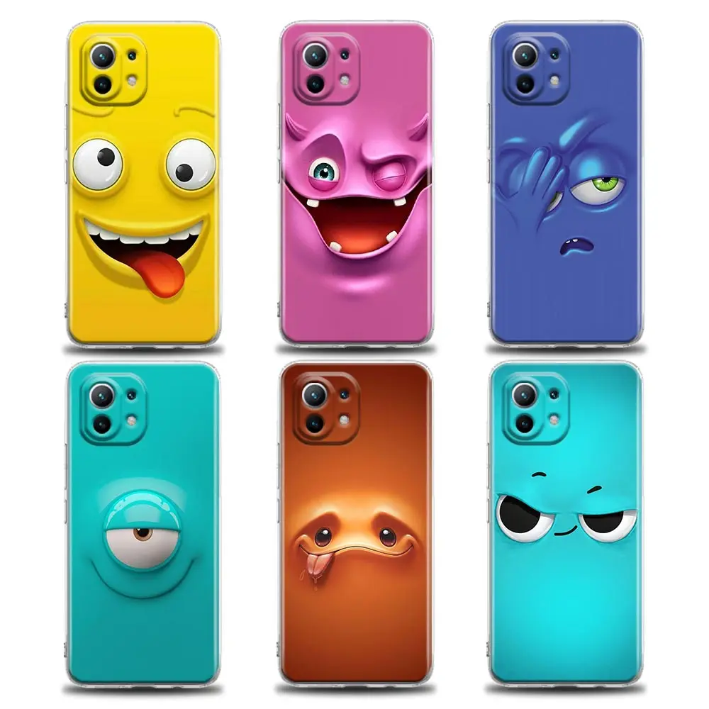 

Clear Phone Case for Xiaomi Mi 11 10 Lite 10T Note 10 Mi 9 SE 11T Pro Poco X2 M3 F3 X3 M4 Soft Silicone Cute Art Funny Faces