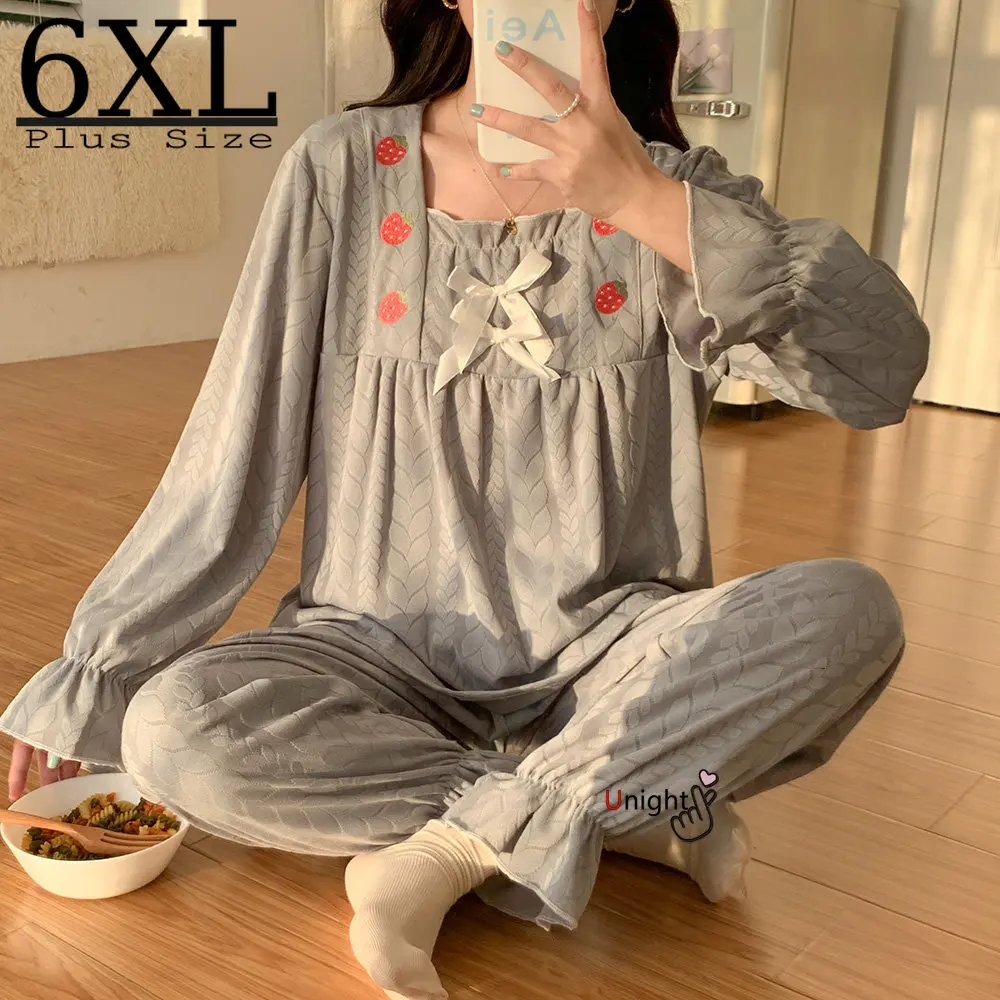 

Womens Pajamas Set Spring Long Sleeve Sleepwear Pyjamas Women Pijama Pajama Set Pijama Mujer Large Size 5XL Home Clothes Pijamas