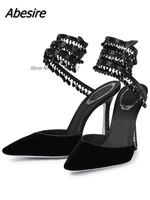 designer new water drop decoration winding strap pumps sandals rhinestone stiletto high heels fashion catwalk womens shoes