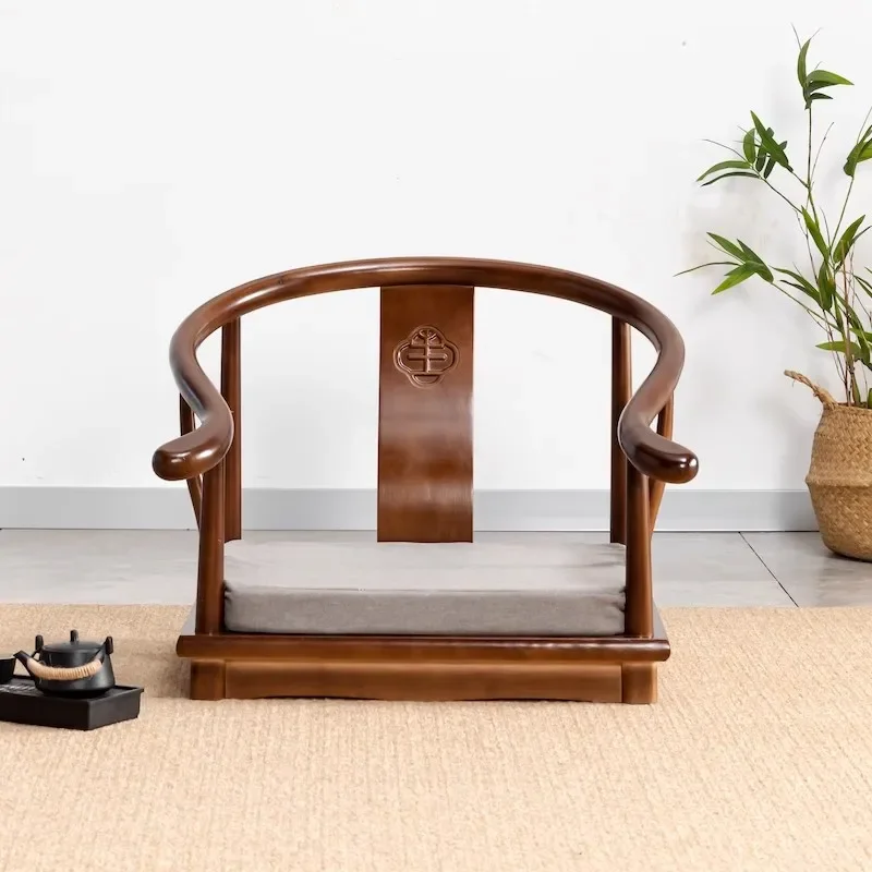 Сиденье татами в японском стиле из цельного дерева Zaisu напольное кресло без ног с