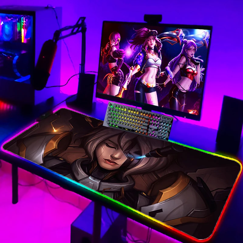 

Irelia League Of Legends RGB Mouse Pad Gaming Xxl With Backlight Desk Mat Moused Pad Gamer HD Picture LED Mousepad Anime Custom