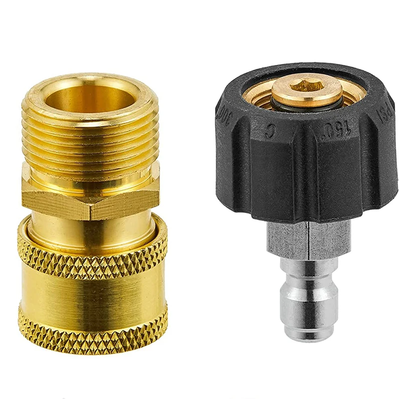 Karcher Pressure Washer Adapter Set for Car Wash ,Quick Connect Kit M22 14mm Swivel To M22 Metric Fitting, 3/8'' Quick Connect