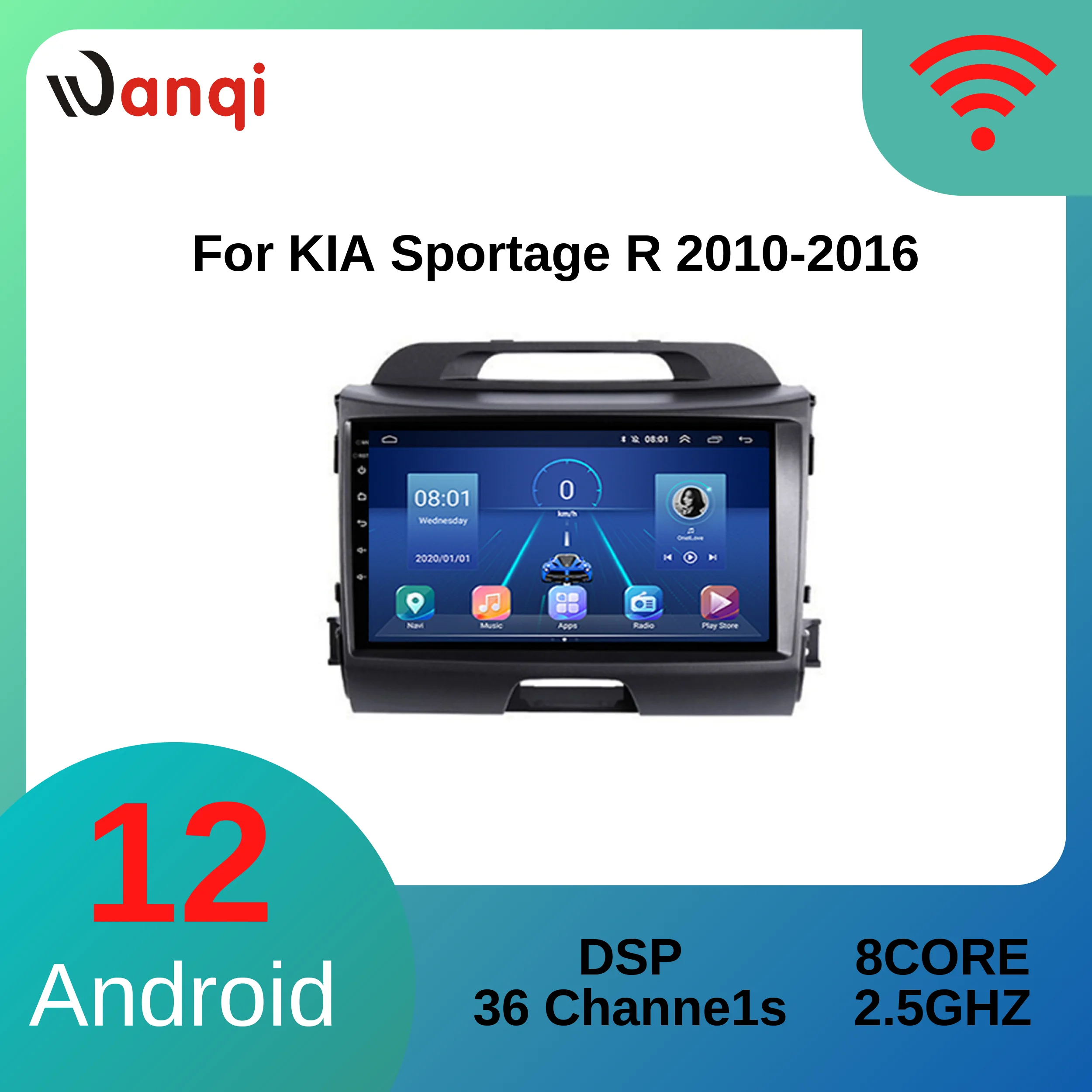 

9-дюймовая Wanqi для KIA Sportage R 2010-2016, Автомобильная Мультимедийная система GPS DSP AHD, навигационная система WIFI BT