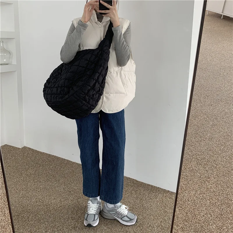 Large Pleated Hobo Women Shoulder Bag Designer Padded Crossbody Bag Quilted Cloud Bags for Women 2023 Soft Shopper Tote Female