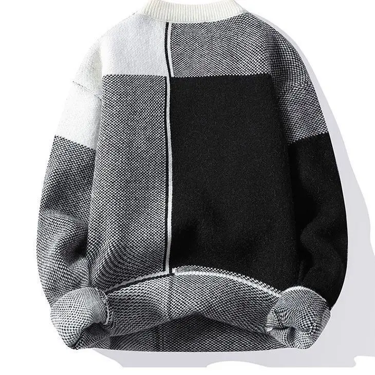 Новый повседневный свитер мужской теплый пуловер с полуводолазкой вязаный