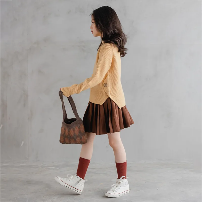 YourSeason Teen Girls Turtleneck Sweater 2021 Autumn Spring Children Fashion Thickened Knit Tops Girl Kids Warm Clothes |