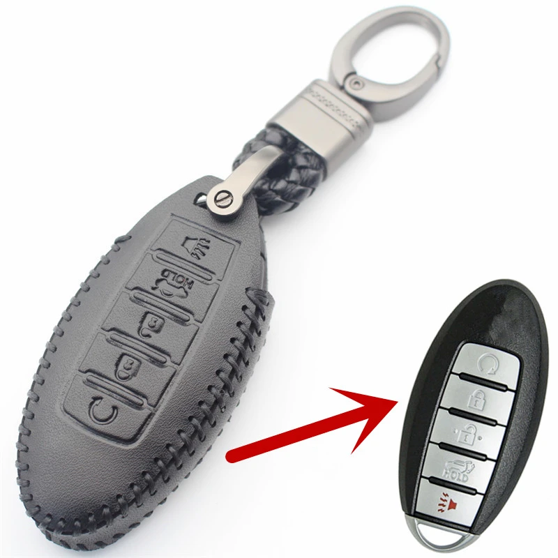 

FLYBETTER натуральная кожа 5 кнопок вход без ключа чехол для смарт-ключа для Nissan Rouge/Maxima/Altima/Sentra/Murano L518