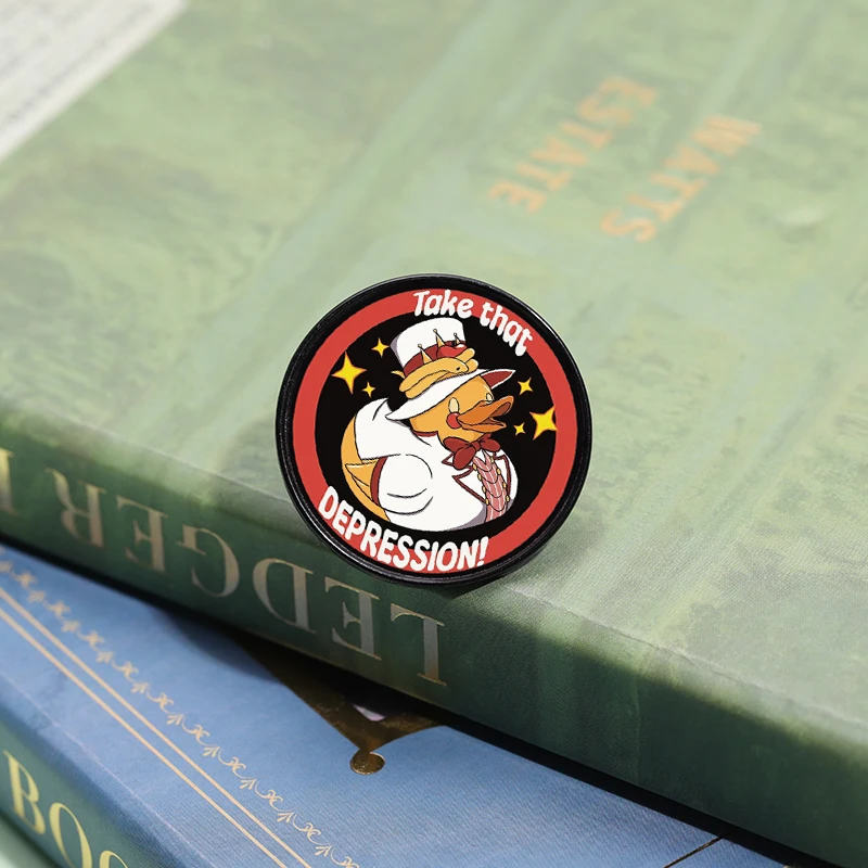 Эмалированная булавка Возьмите этот депрессионную утку брошь в стиле аниме с
