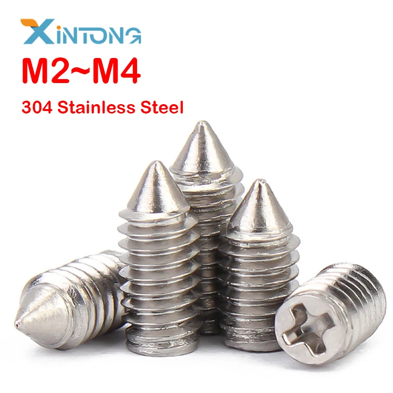 Регулируемый конусный концевой болт из нержавеющей стали M2 M2.5 M3 M4 Phillips