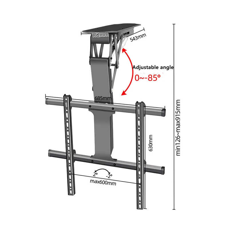 

Remote Control Multi-Directional Adjustment Electric Flip Ceiling Brackets Motorized Ceiling TV Mount VESA 600*600 50-75"