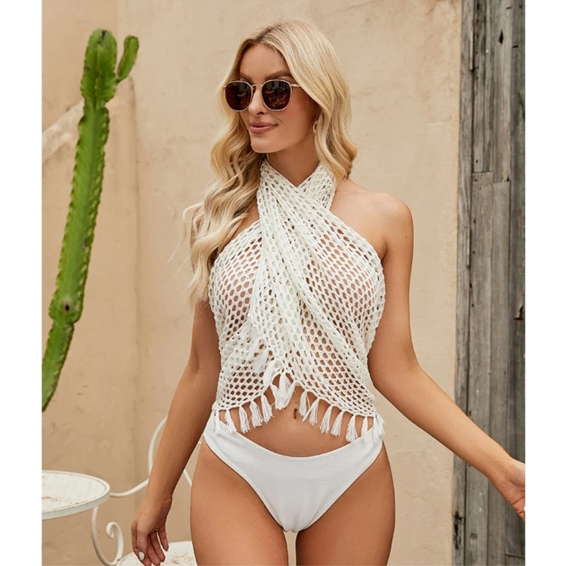 

Women Sarongs Crochet-Sheer Mesh Beach Wrap Swimsuit Cover Up Wrap Skirt