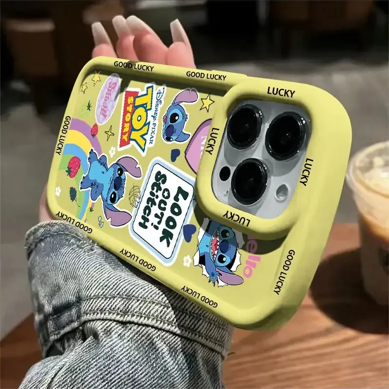 Мультяшный милый чехол для телефона MINISO Stitch iPhone 15 14 13 12 11 Pro Max XR XS X 7 8 Plus SE2 мягкий