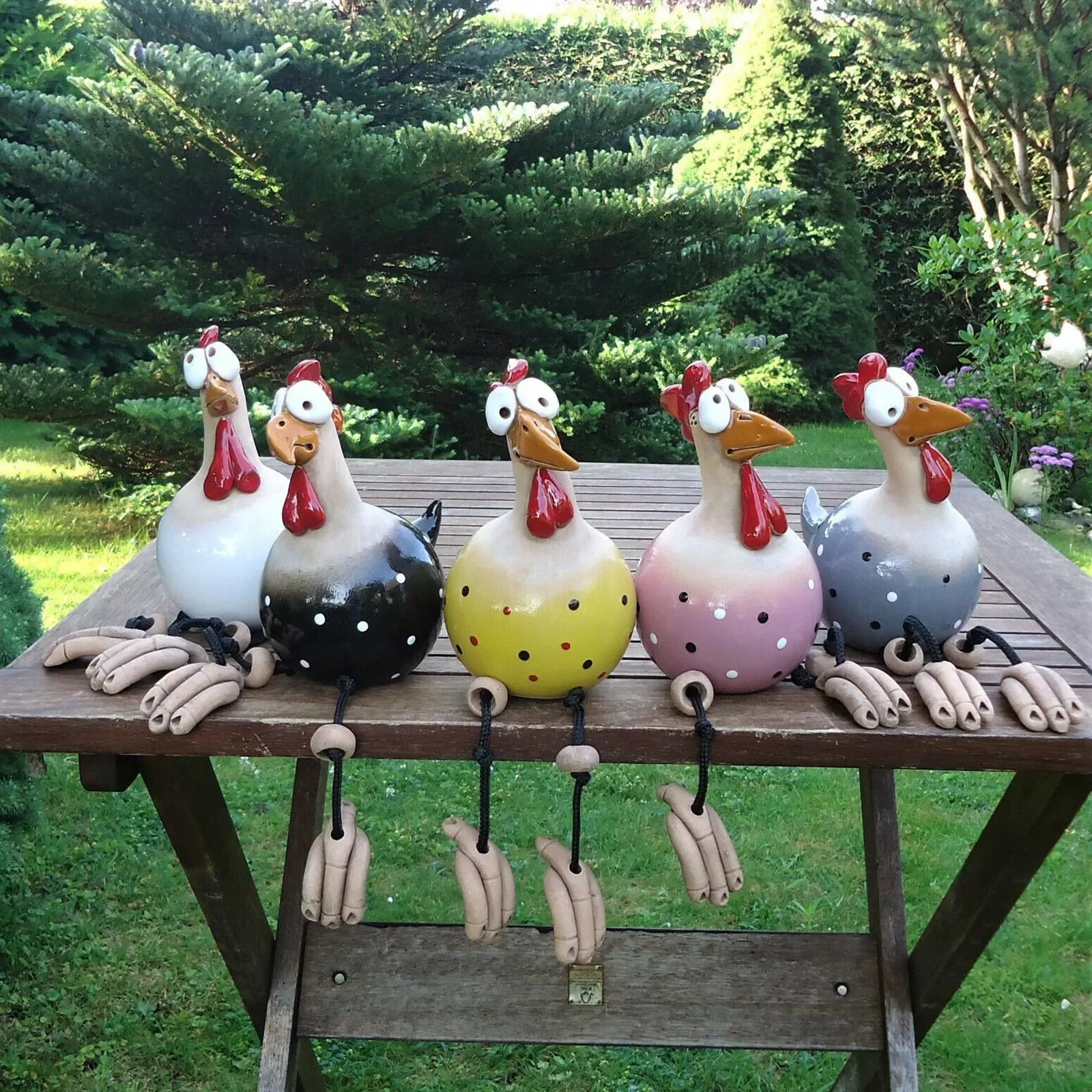 Chicken Garden Statues Plug Hen Rooster Hens Bird Edge Seater Indoor Outdoor Creative Lovely Sculptures Festivals Gifts