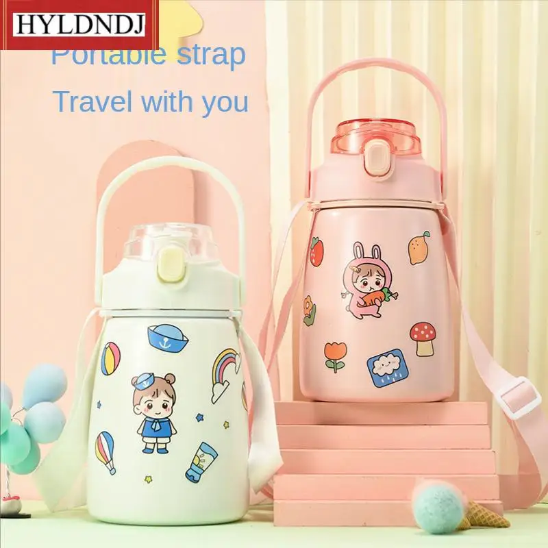 

Kids Thermos Mug 1000Ml Large Capacity with Straw Stainless Steel Vacuum Flasks Children Thermal Water Bottle Tumbler Thermocup