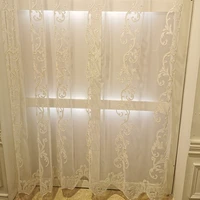new style european style light luxury white gauze embroidered window gauze bedroom and living room window curtain with gauze