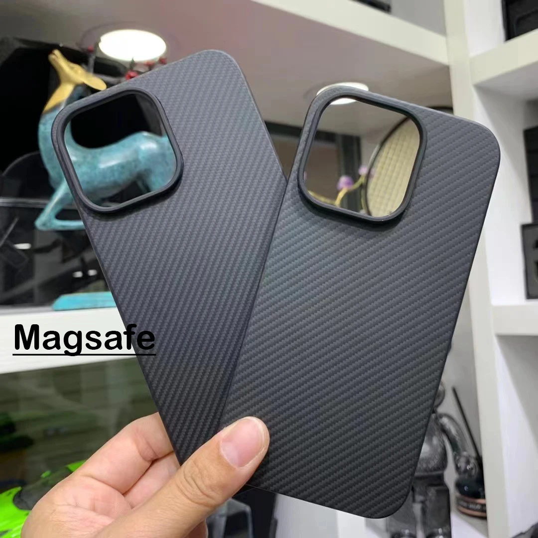 

Чехол для телефона из настоящего углеродного волокна для iphone 14 Pro Max, Магнитный чехол Magsafe, заряжаемый, из арамидного волокна, iphone 14 Plus, матовы...