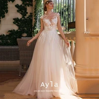 grace ball gown wedding dress with lace applique bride dress boho bridal gown very fluffy bride robe vestidos de novia