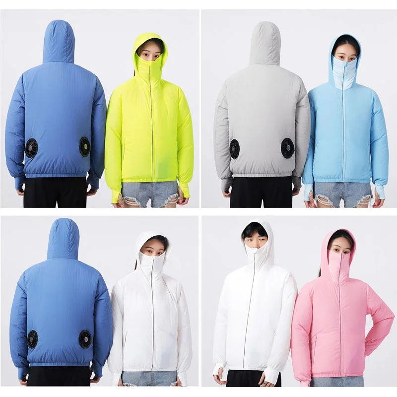 Cycling Cooling Fan Jacket Outdoor Hiking Summer Sunscreen Motorcycle Cooling Fan Clothes Women Air Conditioning Clothes For Men images - 6