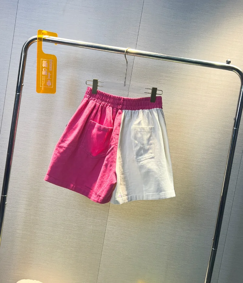 European Style 2023 Summer Fashion Heavy Industry Cartoon Beaded High Waist Shorts Women's Loose Slimming Wide Leg Short Pants