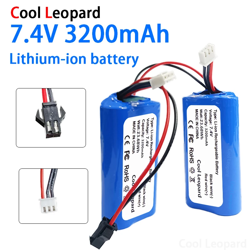 

18650 2S1P 7.4V 3200mAh Lithium Ion Battery,For 10428/12428/12423 Remote Control Car Spare Parts Li-Ion Rechargeable Battery